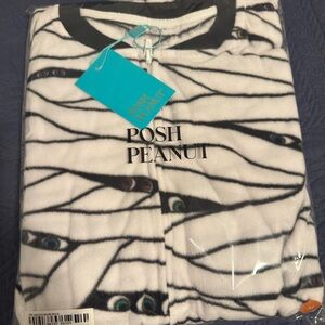 Mummy Posh Peanut Woman Micro Fleece Jumpsuit- White with Black